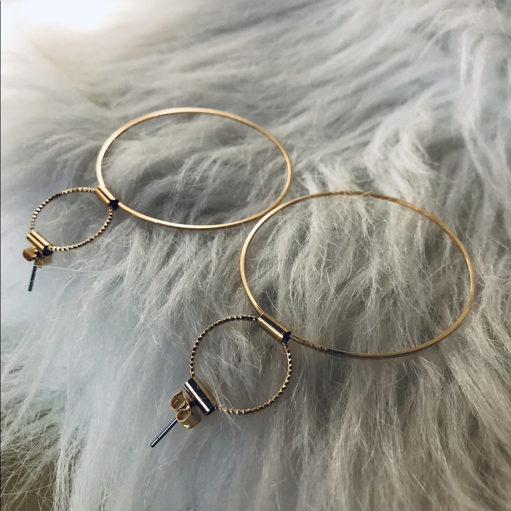 Gold double hoop earrings